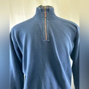 Tommy Bahama Qrt Zip Blue Cotton Pullover- M 49 in Chest